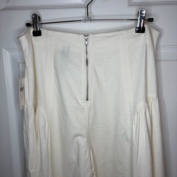 Anthropologie Linen Extended Waist Pants Wide Leg Ankle Ivory White 10 NWT - Picture 8 of 12